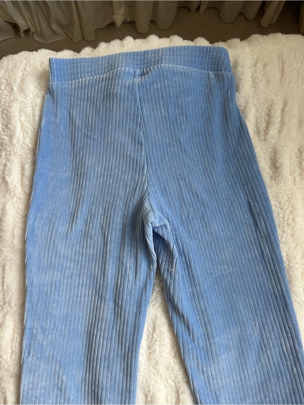 Aerie Groove On Velour High-Waisted Flare Pant - Light Blue Size S - Picture 7 of 7